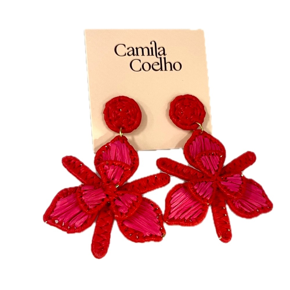 NWT ⚜️🌺⚜️ Camila Coelho Raffia Floral Dangle Earrings